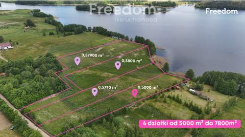 Działka 5000m2 z liną brzegową jeziora Szóstak