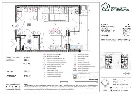 Apartament z antresolą i tarasem 63m2