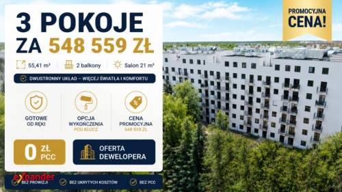 3 pokoje i 2 balkony poniżej 550 tys. zł