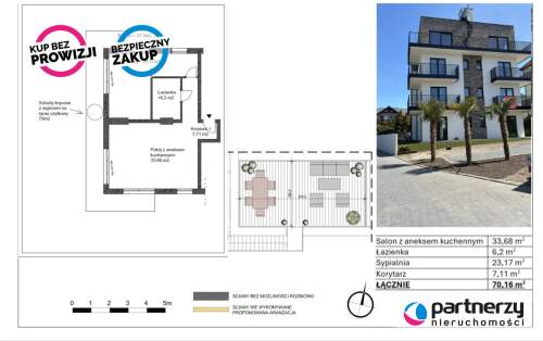 Nowy apartament na Helu, pow. 70m2, duży taras
