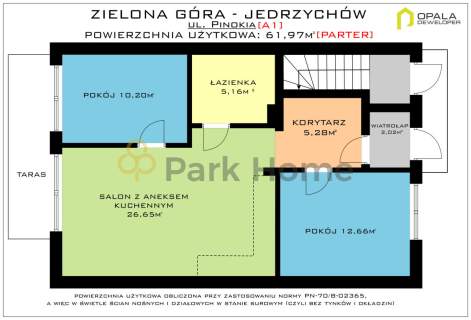 Mały budynek, ogródek, miejsce postojowe i zieleń