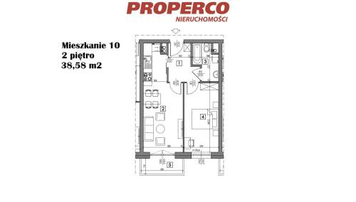 Mieszkanie 2 pok., 38,58 m2, ul. Żeromskiego
