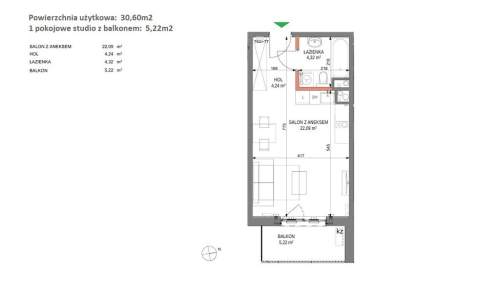 Nowoczesne studio z balkonem w ok. Bulwary Wiślane