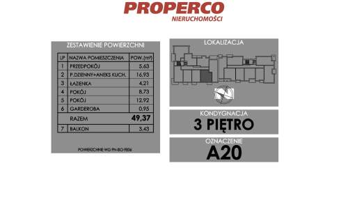 Mieszkanie 3 pok., 49,37 m2, ul. Żeromskiego