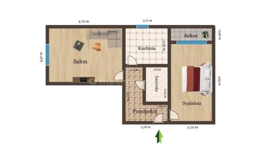 os. Janek, 2 pokoje, 43,64 m2, balkon, CO miejskie