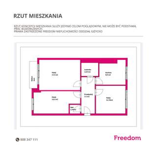 Centrum Giżycka mieszkanie 3 pokoje 61 m2