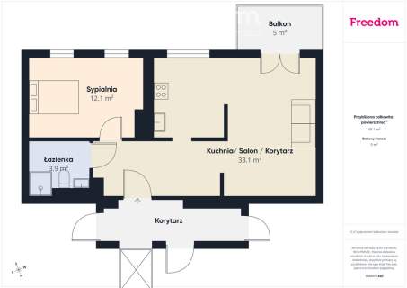 Słoneczne 2 pokoje 49 m , balkon, blisko centrum