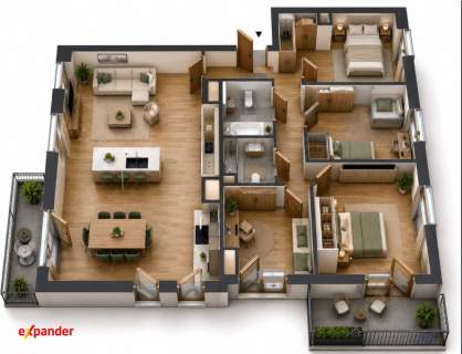 Apartament 136 m 5 pokoi 4 sypialnie 2 balkony