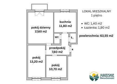 Funkcjonalne 3-pokojowe mieszkanie 63m do remontu