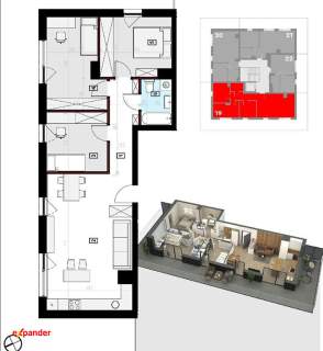 Penthouse 4-pok, duży prywatny taras