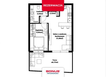Gotowe do zamieszkania 2-pokoje z dużym tarasem