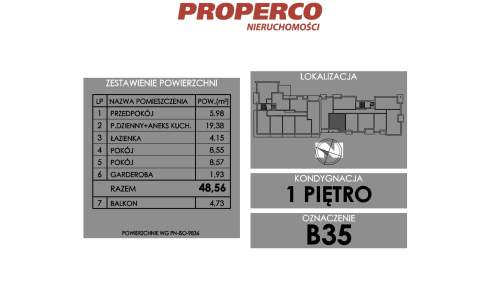 Mieszkanie 3 pok., 48,56 m2, ul. Żeromskiego