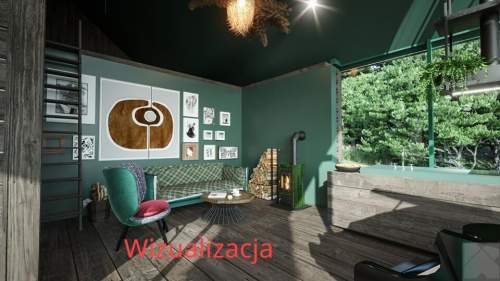 Siedlisko z drewnianym domem w malowniczym miejscu