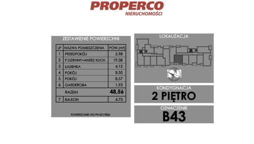 Mieszkanie 3 pok., 48,56 m2, ul. Żeromskiego