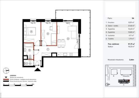 mieszkanie z balkonem Inwestycja Elewator 57,31m 2028