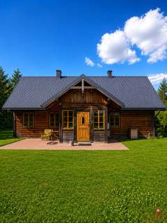 Drewniany dom premium nad stawem 1 ha Sauna
