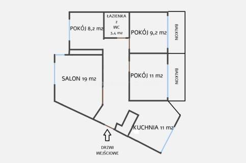 Parter 4-pok. 2 balkony piwnica Wirek