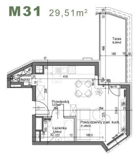Kompaktowe mieszkanie 1-pokojowe 29,51 m Czyżyny