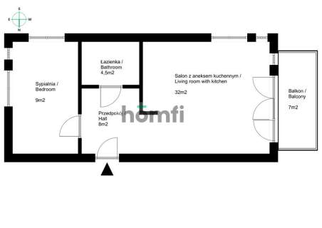 Jasne, komfortowe 54m2 na wynajem, duży balkon