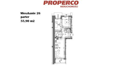 Mieszkanie 3 pok., 55,9 m2, ul. Żeromskiego