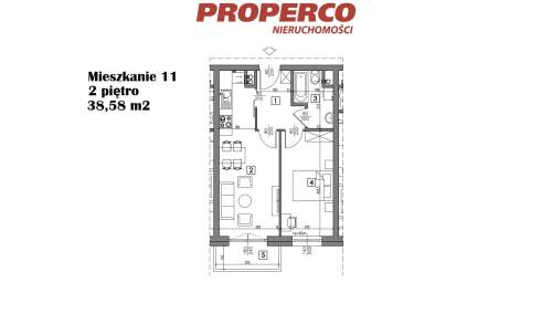 Mieszkanie 2 pok., 38,58 m2, ul. Żeromskiego