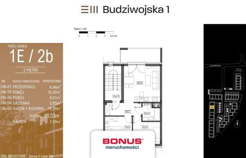 3 - pokojowe / spokojne osiedle / 48,27m2