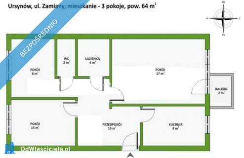 BEZPOŚREDNIO 3 osobne pokoje 63 m2 po remoncie nowe meble Ursynów...