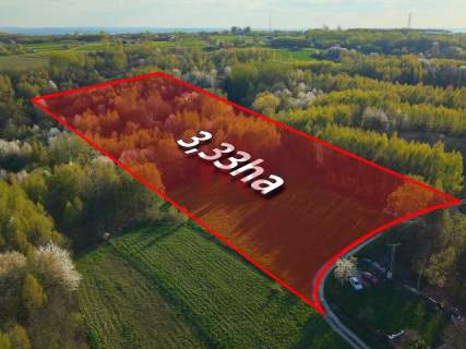 3,33 ha z lasem i strumykiem - teren pod zabudowę