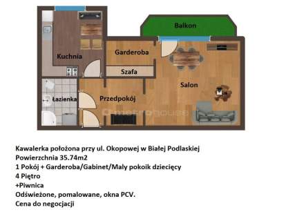 Przytulna kawalerka 36m2, odświeżona ul. Okopowa