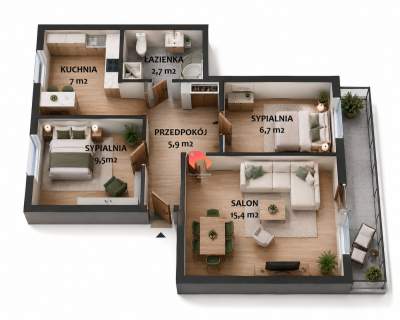 3-POKOJOWE MIESZKANIE, DUŻY BALKON, PIWNICA
