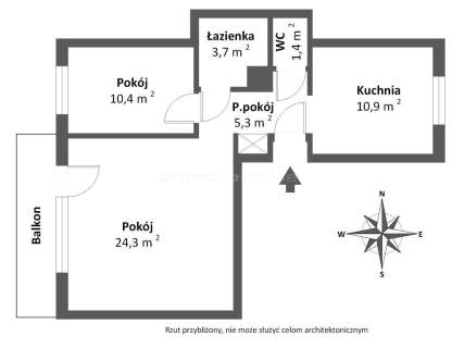 Przestronne 2 pokoje z balkonem blisko Term