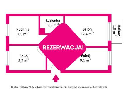 Mieszkanie 3 pokoje, 47 m2 Biała Podlaska