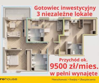Gotowiec inwestycyjny, 3 lokale, 9500 zł/msc garaż