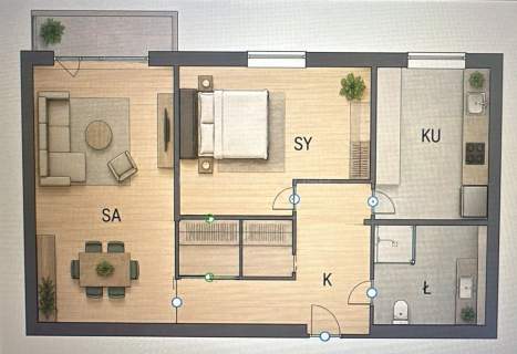 2 pokoje 36 m Balkon Dąbrowa 1 piętro 