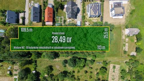 Działka inwestycyjna z WZ na 10 szeregówek