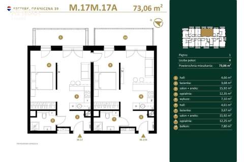 Duże mieszkanie z dwoma balkonem i wykuszem