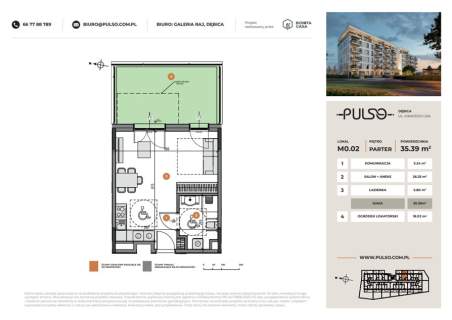 35,39 m2 1 pokojowe z ogródkiem 18,02 m2 Nowe Mieszkanie