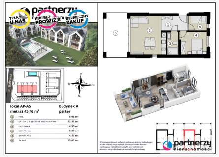 Apartament z tarasem - Białogóra blisko plaży