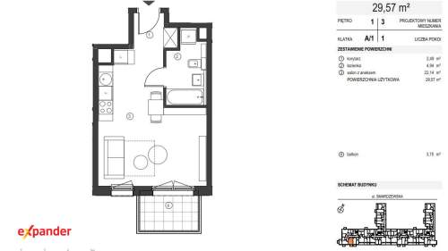 Kawalerka 30m2 balkon/ Grunwald