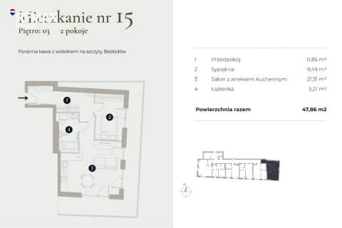 Mieszkanie z balkonem 2 pokoje Bielsko-Biała