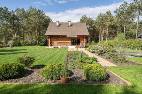Dom z bali natura Puszcza Zielonka piękna działka