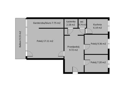 ul. Żelazowej Woli 3 pokoje - 60.20 m2 Czechów