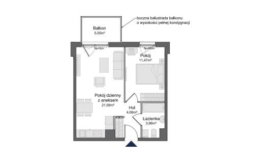 2-pokojowe mieszkanie z balkonem 15min od centrum Gdańska