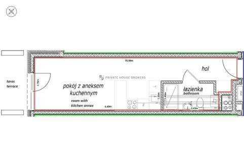 Studio 27,6m2 w nowym budynku Ap. Kościuszki 22