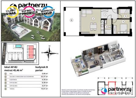 Kameralny apartament premium 45,46 m2 z tarasem 