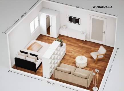 Przestronna kawalerka 35 m kw przy placu z fontanną