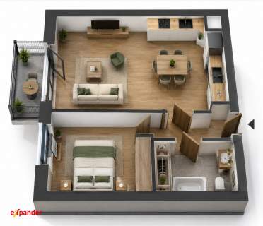 2 pokoje 41,7 m Balkon Odbiór sierpień