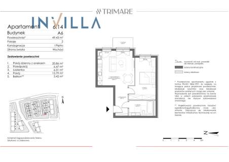 Apartament 46,42 m 2 pokoje Trimare Blisko