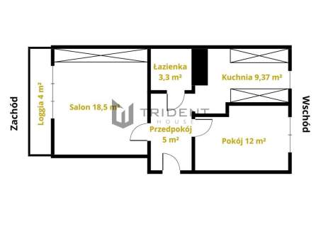2-pokojowe mieszkanie na parterze 48,17 m 