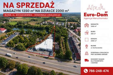 Magazyn z biurem przy trasie w Błoniu